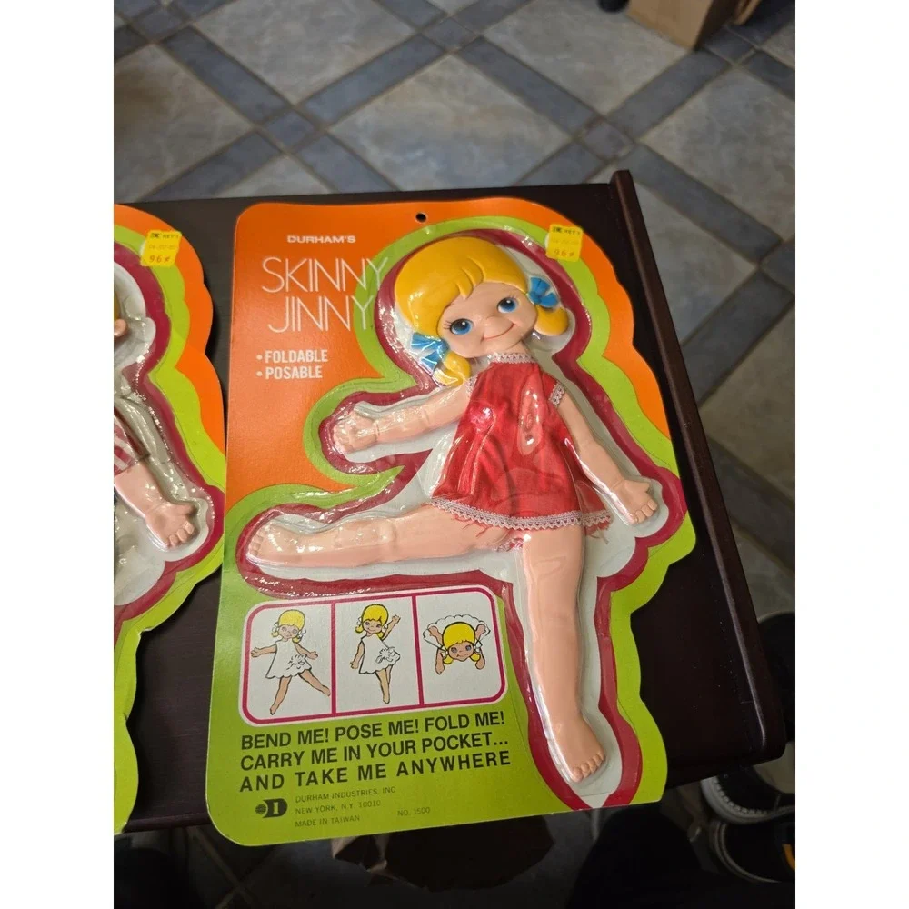 Vtg 1970s Skinny Jinny & Jimmy Doll‎ With Clothes Flat Posable Articulating NIP